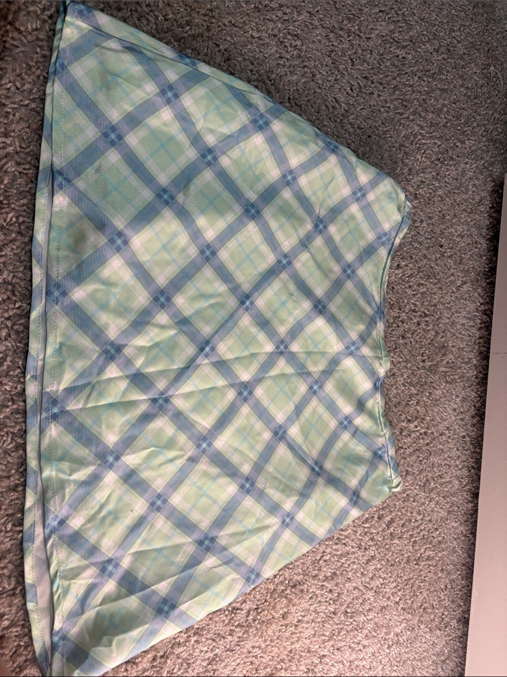 Princess Polly Mint and Light Blue Plaid Mini Skirt